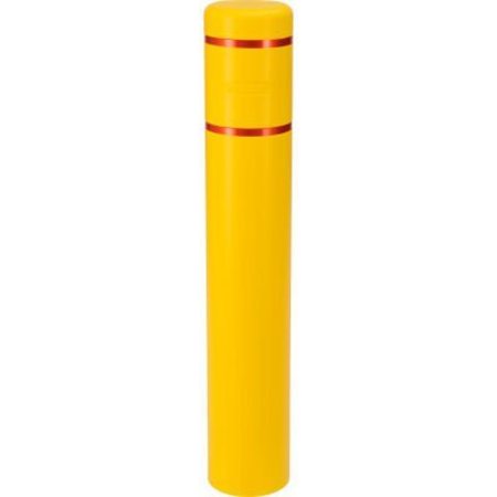 GEC Global Industrial Reflective Bollard Sleeve, 8in Dia. x 52inH, Yellow With Red Tape 670525YR
